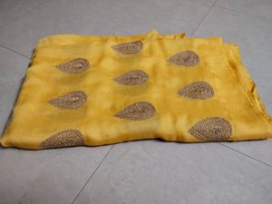 Yellow Embroidered saree