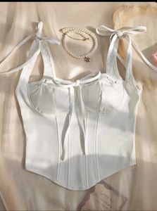 White Tie Detail Corset Top