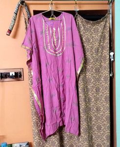 Pink Embroidered Kaftan Kurta