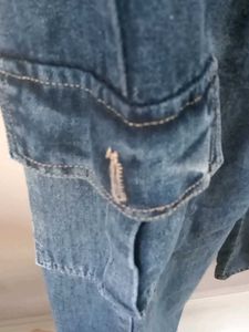 Women's Blue Denim Cargo Jeans