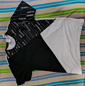 Black &amp; White T Shirt - Team Spirit AJIO