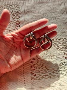 Silver Double Twist Loop Hoop Earrings (Women)