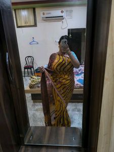 Brown &amp;Yellow Rajasthani Tie Dye Heavywork Saree