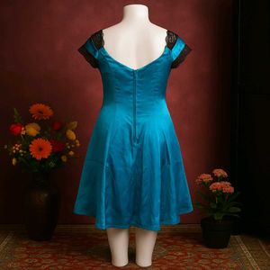 Blue Lace Trim Dress