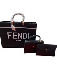 Fendi Inspired 3-Piece Black Bag Set (Large Size)