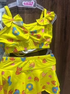 Cute Yellow Skirted Swimsuit