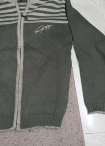 Striped Knit sweater for men with front zip