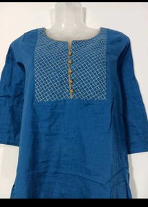 Blue Embroidered Tunic Top