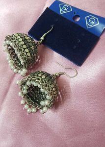 Silver Peacock Jhumka Earrings