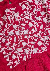 Red Embroidered tunic top