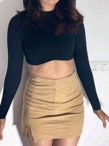 Corduroy Mini Skirt And Black top