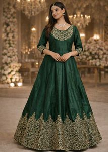 Elegant Green Embroidered Gown