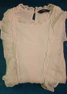 Lace Trimmed Chiffon Blouse