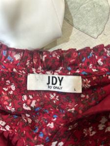 Red Floral Ruffle Blouse