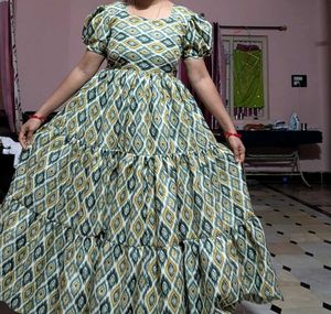 Present Trending 3 Layers Frock Semi Cotton