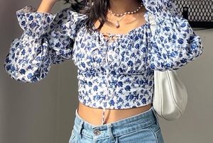 Floral Blue Top
