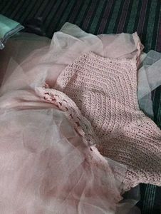 Pink Ruffle Crochet Dress