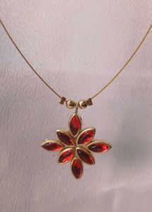 Red Floral Pendant Necklace