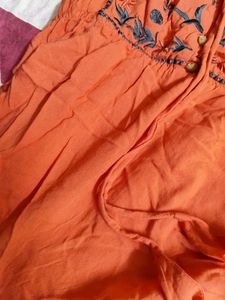 Coral Embroidered Sleeveless Top