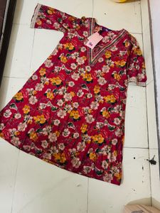 Floral Print Pink  Kurti Palazzo Set
