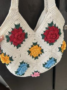 Handmade Crochet Granny Square Tote