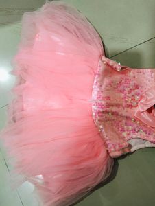 New Born Sequence Baby Pink Frock