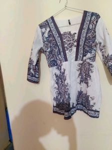 Paisley Print Lace-Up Blouse