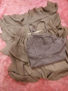 Tiered Ruffle Skirt with Knit Top