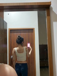 Beige Crop Tank Top