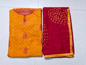 Mustard Yellow Kurti With Dupatta
