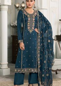 Elegant Blue Embroidered Salwar Kameez Suit