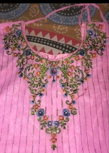 Pink Embroidered Kurti