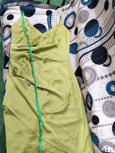 Lemon Green Solid Western Dress For Women