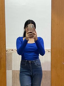 Square Neck Blue Lyric Top