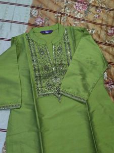Olive Green Embroidered Kurti
