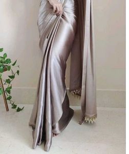 Silver Satin Saree
