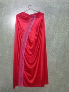 Red Satin Robe with Lace Trim