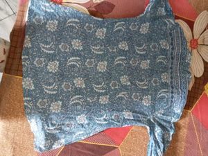 Blue Floral Print Tunic Top