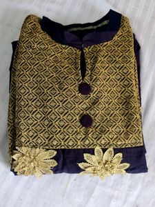 Navy &amp; Gold Embroidered Dress