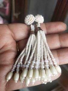 White Bead Earrings
