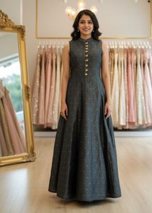 Size 34 to 42 Grey Elegant Ethnic Gown