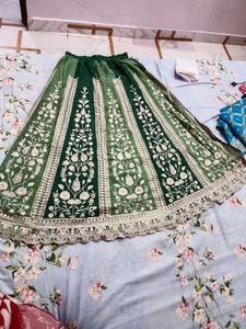 Emerald Green Embroidered Lehenga Skirt