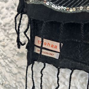 Elegant Black Printed Stole