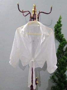 White Tie-Front Top