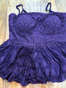 Purple Embroidered peplum top and heavy gher Palaz