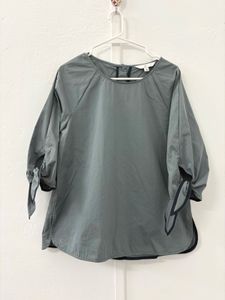 Elegant Grey Tie-Sleeve Top