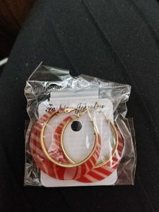 Red & Gold Hoop Earrings