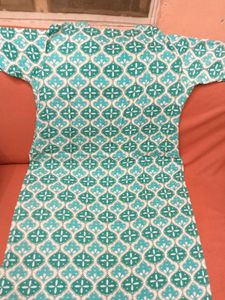 Brand New CyanColor CottonKurti With Cyan Bottom