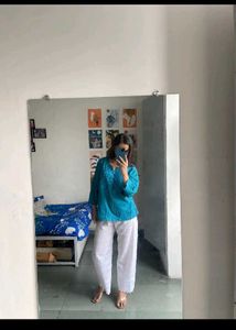 Short Blue chikenkari kurti