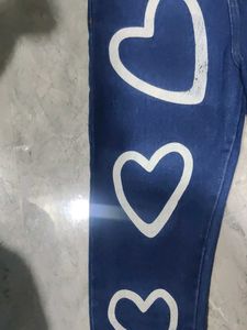 Heart Print Denim Jeans